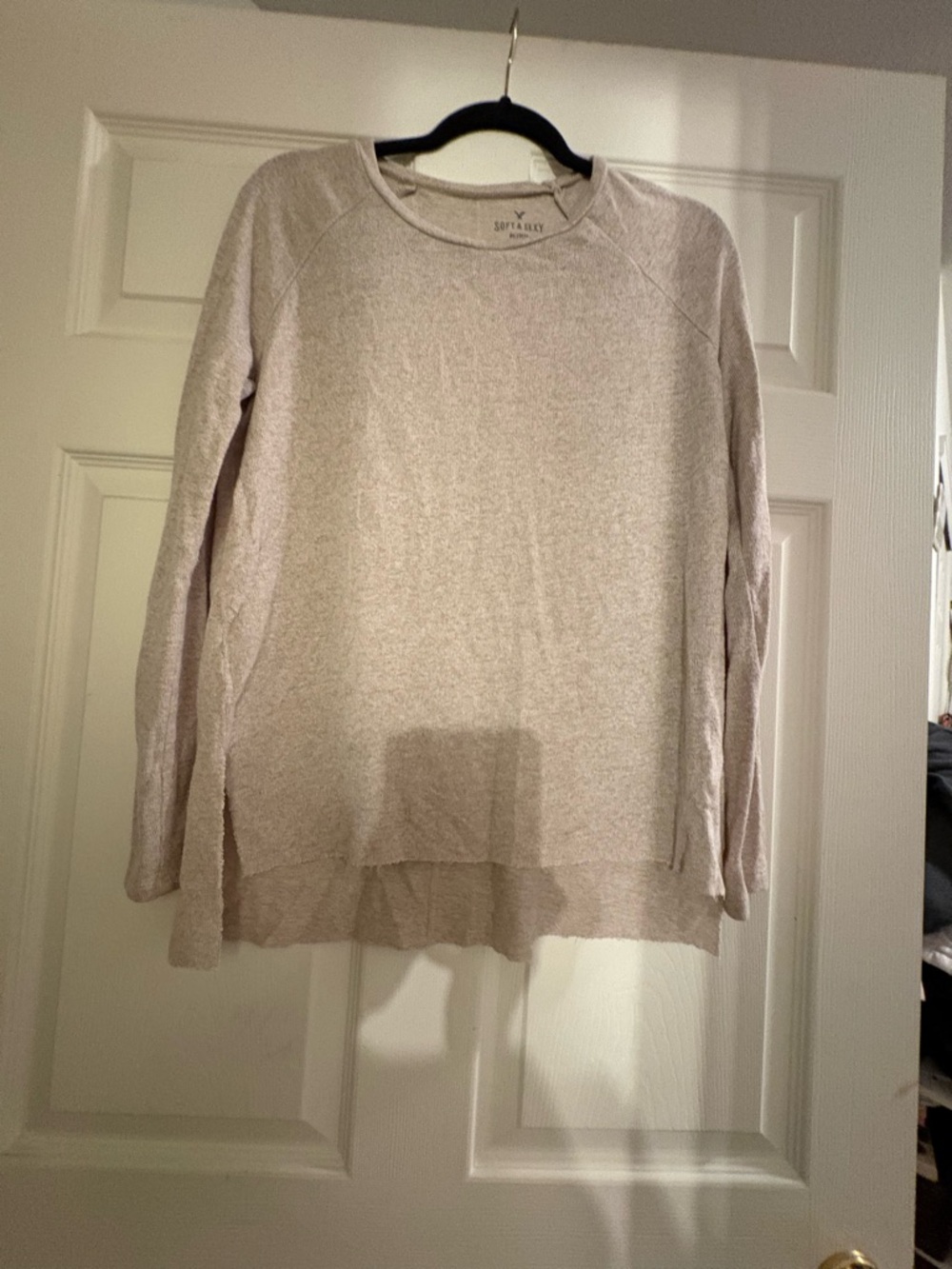 American Eagle Outfitters Soft & Sexy Plush Crewneck Sweater- Beige